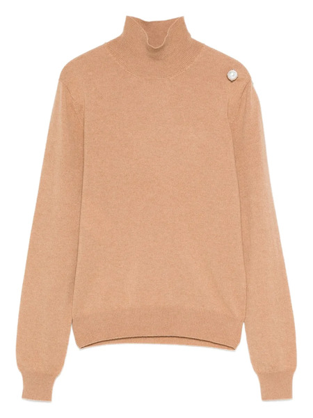  Alberta Ferretti Pearl-embellishment Turtleneck Sweater - Brown 