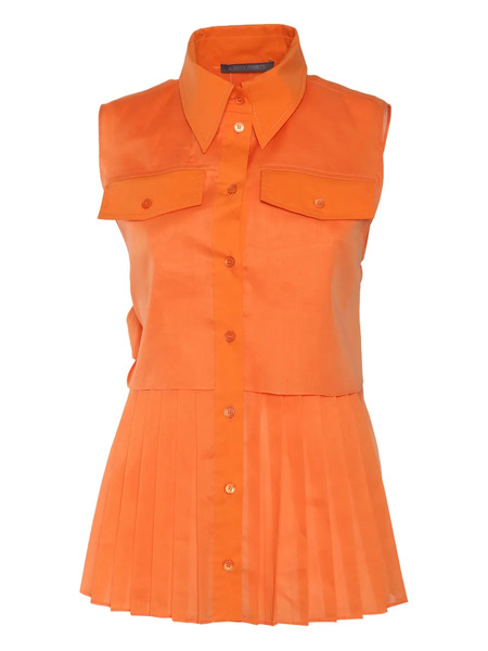  Alberta Ferretti Pleated Bow-detail Blouse - Orange 