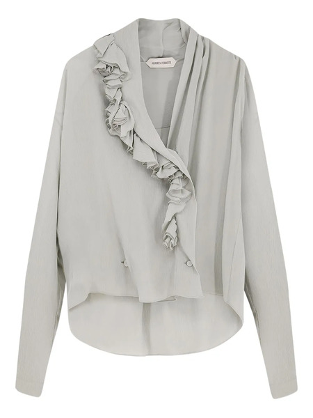  Alberta Ferretti Ruffled Crepe Shirt - Grey 