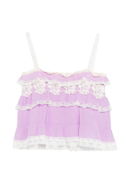  Alberta Ferretti Ruffled Lace Top - Purple 