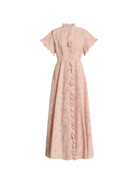  Alberta Ferretti Ruffled Openwork Dress - Pink 