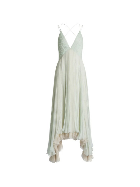  Alberta Ferretti Ruffled Pleated Dress - Green 