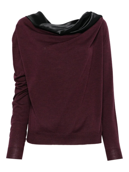  Alberta Ferretti Satin-panel Wool Sweater - Red 