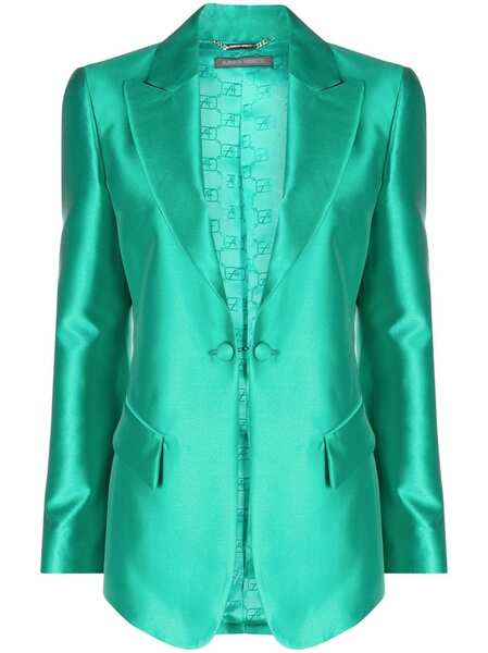  Alberta Ferretti Satin-trim Single-breasted Blazer - Green 