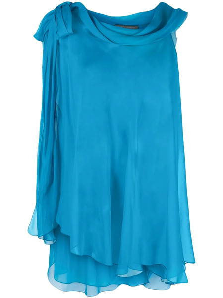  Alberta Ferretti Semi-sheer Asymmetric Blouse - Blue 