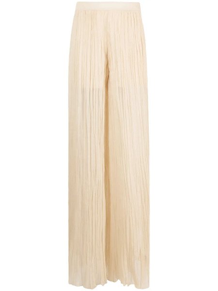  Alberta Ferretti Semi-sheer Pleated Silk Trousers - Neutrals 
