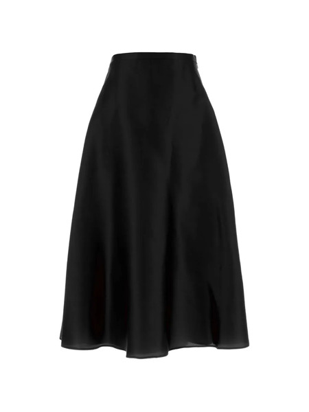  Alberta Ferretti Silk Pleated Midi Skirt - Black 