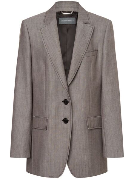  Alberta Ferretti Single-breasted Virgin Wool Blazer - Grey 