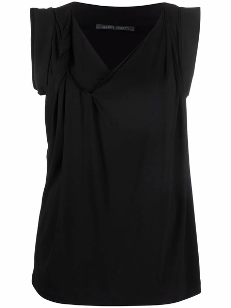  Alberta Ferretti Sleeveless V-neck Blouse - Black 