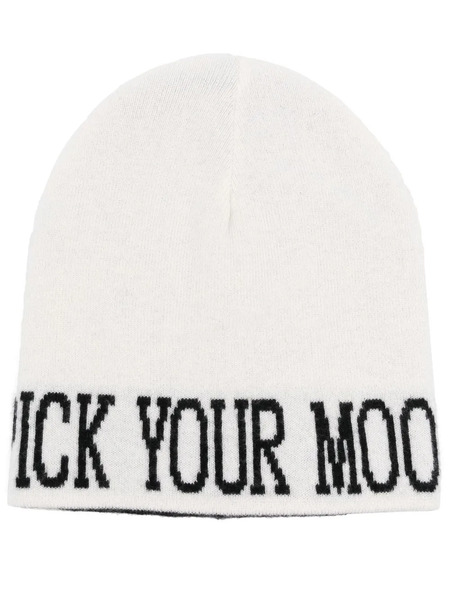  Alberta Ferretti Slogan-print Knitted Beanie - White 