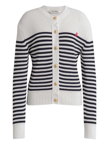  Alberta Ferretti Striped Buttoned Cardigan - White 