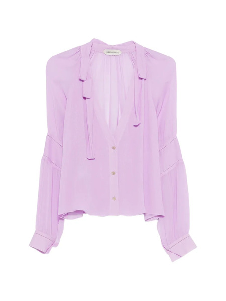  Alberta Ferretti Tie-neck Long-sleeve Shirt - Purple 