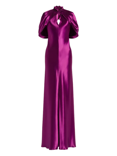  Alberta Ferretti Tie-neck Open-back Maxi Dress - Purple 