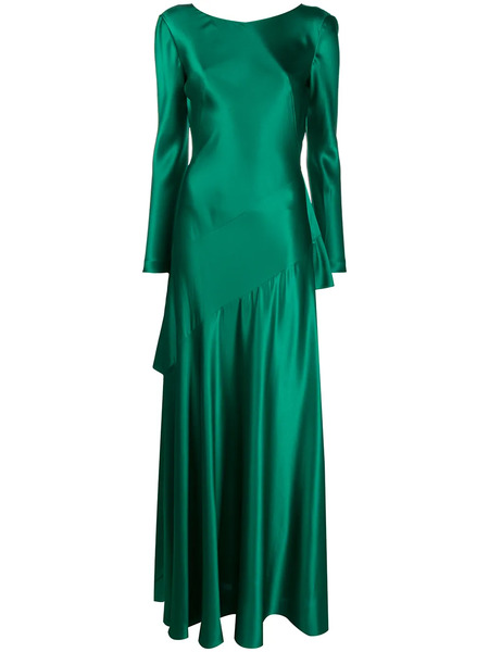  Alberta Ferretti V-back Flared Gown - Green 