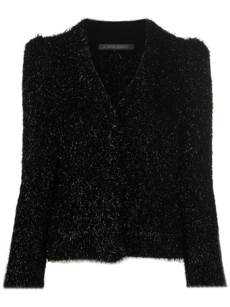  Alberta Ferretti V-neck Fluffy Jumper - Black 
