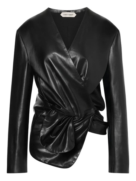 Alberta Ferretti Wrap-style Leather Jacket - Black 
