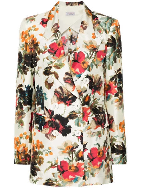  Alberto Biani Floral-print Silk Blazer - Neutrals 
