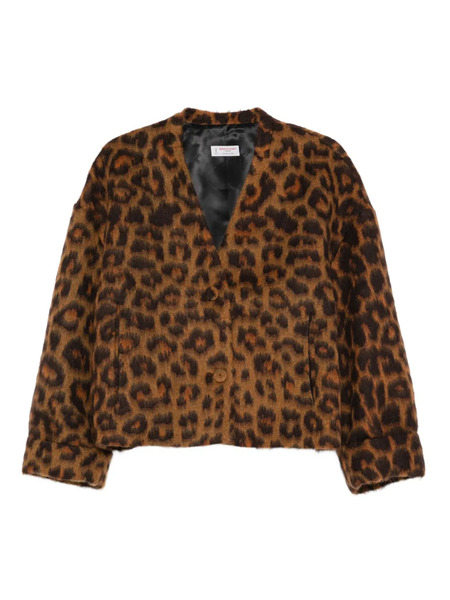  Alberto Biani Leopard-print Button Jacket - Brown 