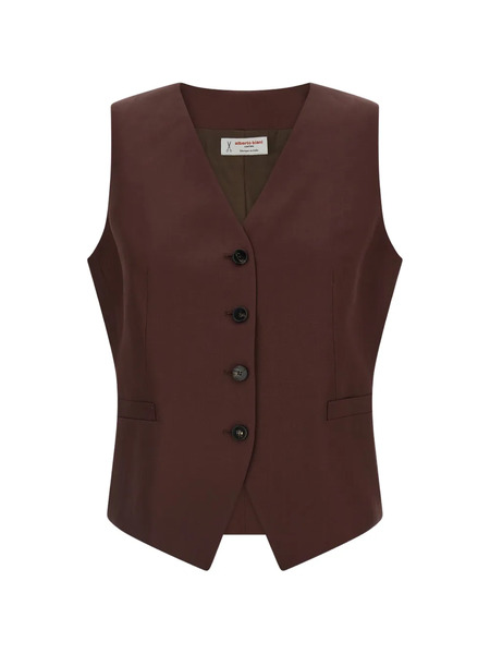  Alberto Biani V-neck Button Vest - Brown 
