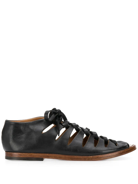  Alberto Fasciani Lace-up Leather Gladiator Sandals - Black 