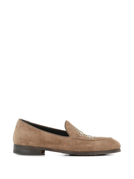  Alberto Fasciani Studded Suede Loafers - Neutrals 