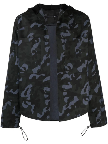  Alchemy Camouflage-print Hooded Shirt - Blue 