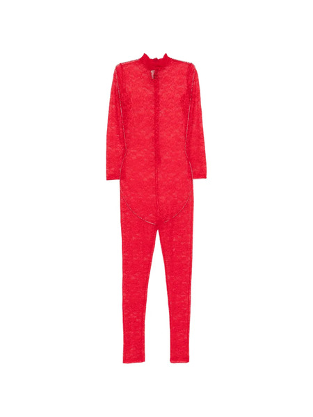  Alchemy Lace Long-sleeved Jumpsuit - Red 