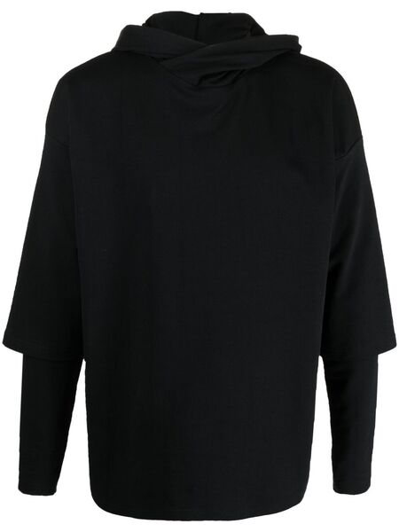  Alchemy Layered Drop-shoulder Hoodie - Black 
