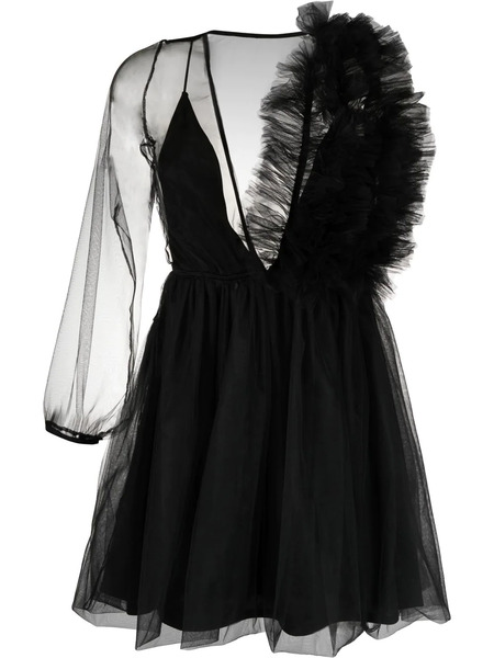  Alchemy X Lia Aram Asymmetric Mesh Minidress - Black 