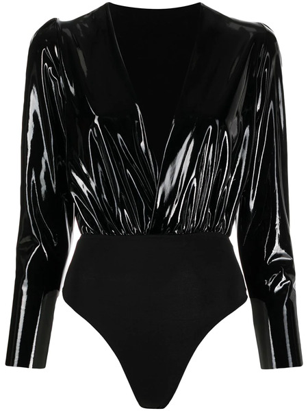  Alchemy X Lia Aram Faux-patent Leather Bodysuit - Black 