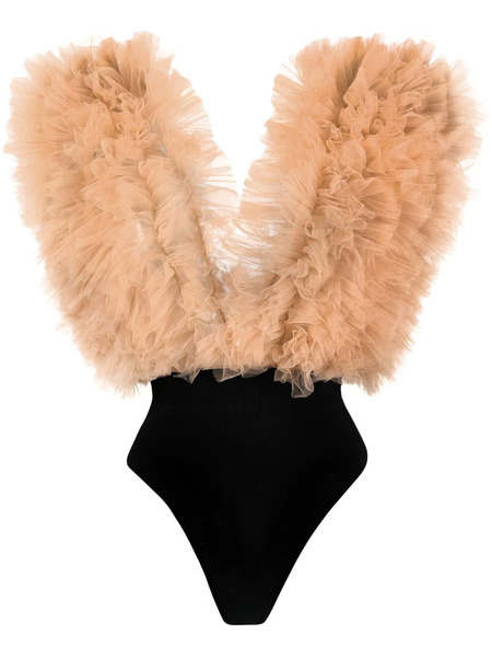  Alchemy X Lia Aram Organza Ruffle Bodysuit - Neutrals 