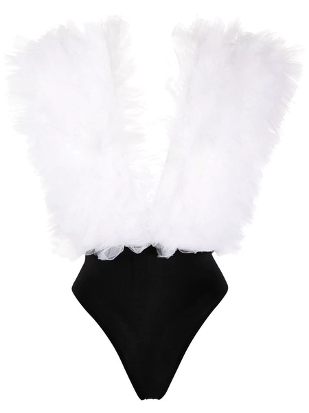  Alchemy X Lia Aram Ruffled Sleeveless Bodysuit - White 