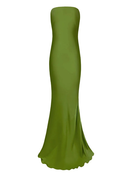  Alejandra Alonso Rojas Bow-detail Strapless Gown - Green 