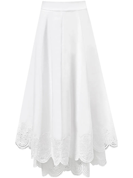  Alejandra Alonso Rojas Broderie Midi Skirt - White 