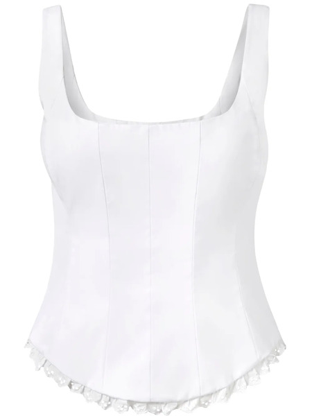  Alejandra Alonso Rojas Broderie-trim Corset Top - White 