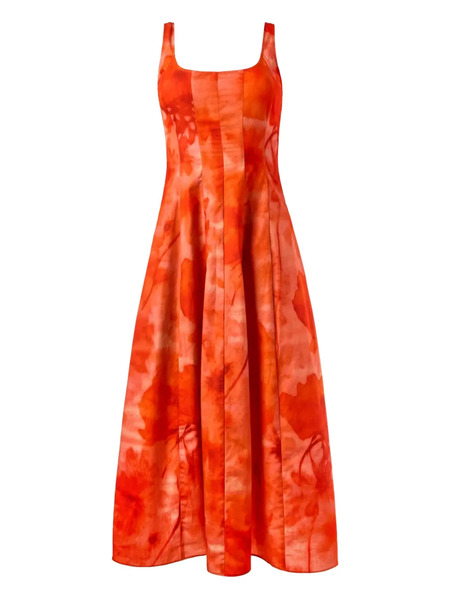  Alejandra Alonso Rojas Darted-seams Print Midi Dress - Red 