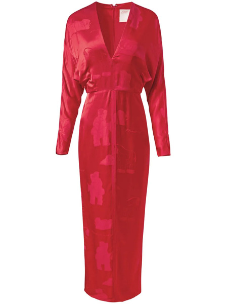  Alejandra Alonso Rojas Drape-sleeve Gown - Red 
