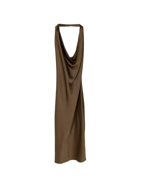  Alejandra Alonso Rojas Draped Halter Midi Dress - Brown 