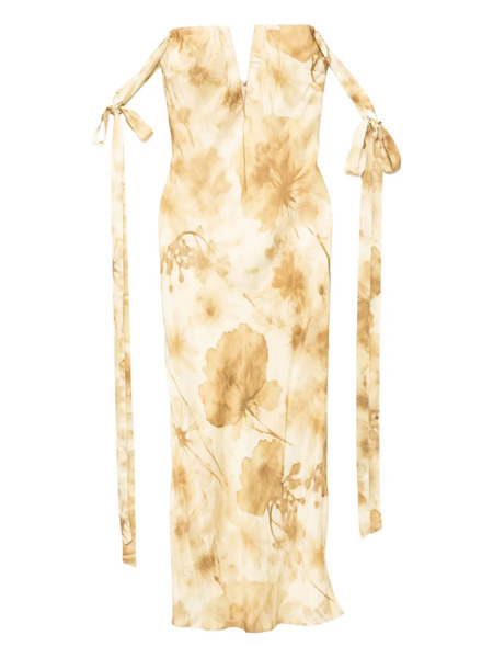  Alejandra Alonso Rojas Floral-print Plunging Gown - Yellow 