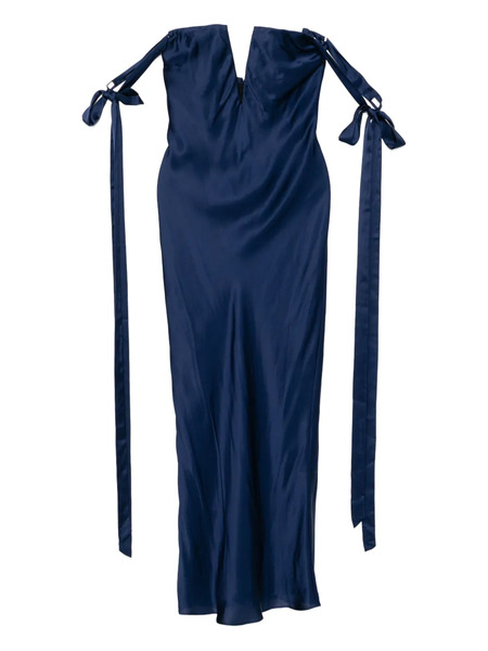 Alejandra Alonso Rojas Plunging Bias-cut Gown - Blue 