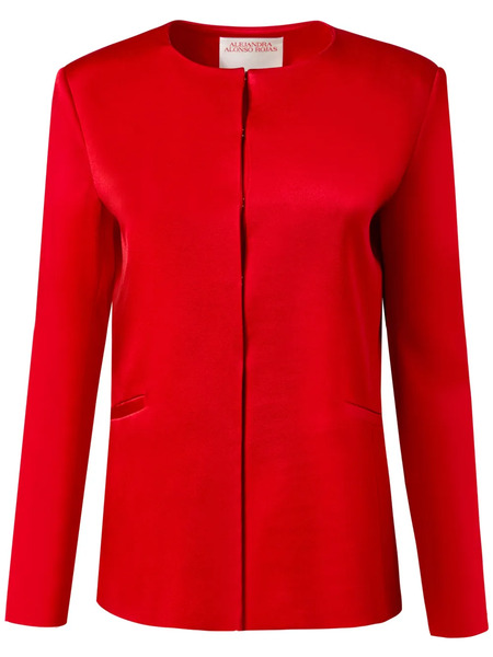  Alejandra Alonso Rojas Satin Fitted Jacket - Red 