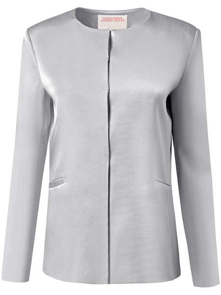  Alejandra Alonso Rojas Satin Fitted Jacket - Silver 