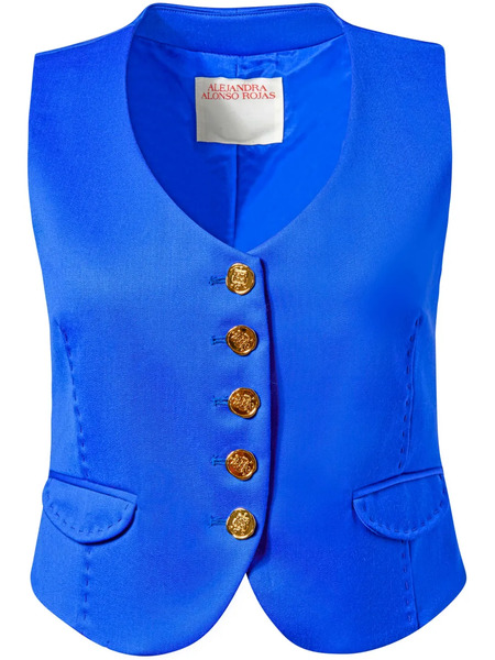  Alejandra Alonso Rojas V-neck Wool Vest - Blue 