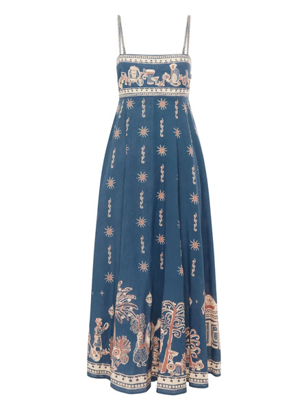  Alemais Acacia Printed Midi Dress - Blue 