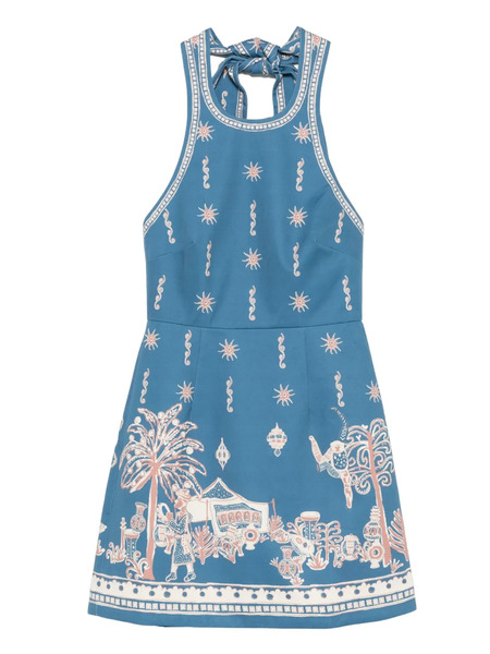  Alemais Acacia Tie-neck Patterned Mini Dress - Blue 