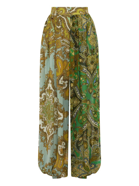  Alemais Clemenza Paisley-print Pleated Trousers - Green 