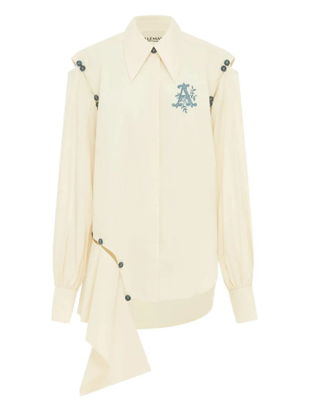  Alemais Embroidered Asymmetrical-hem Shirt - Neutrals 
