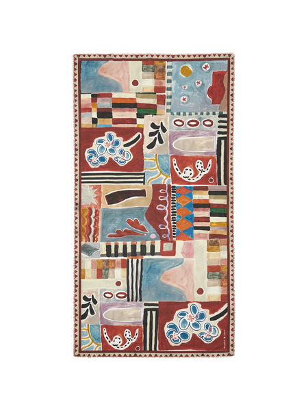  Alemais Graphic-print Fringed Scarf - Red 