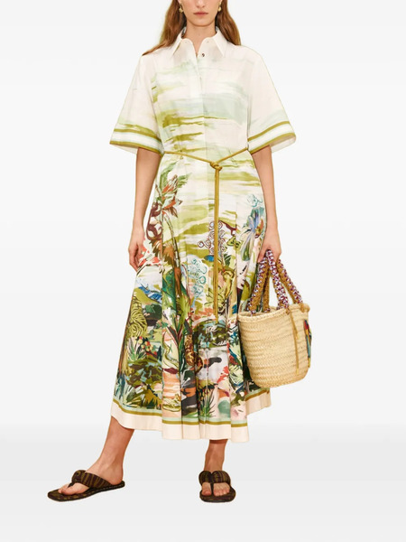  Alemais Jungle Boogie Midi Shirt Dress - Neutrals 