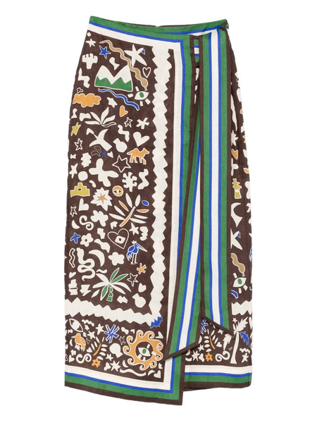  Alemais Maroc Graphic Midi Skirt - Brown 